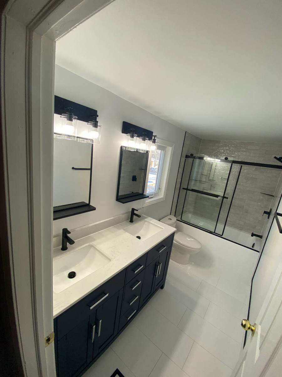 Bathroom with glass walls