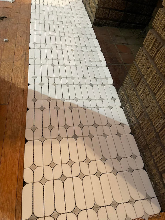 Oversized concrete tiles for a modern, seamless look