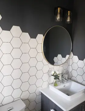 Modern bathroom with white tiles
