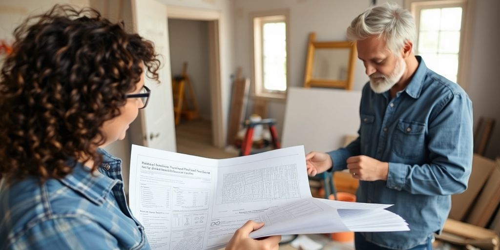 Home renovation project with building permit documents