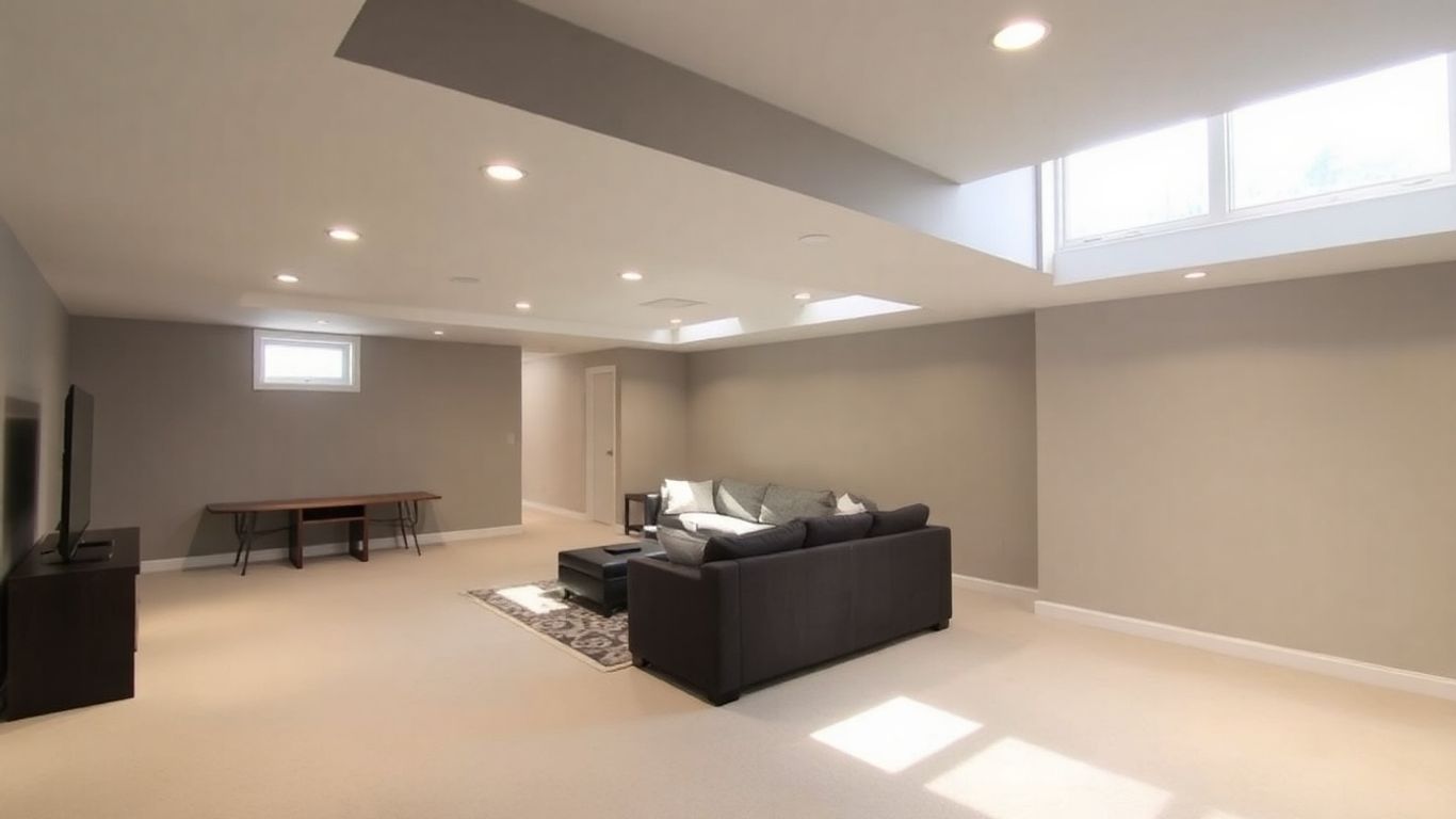 Modern basement renovation in Ottawa with bright living space.
