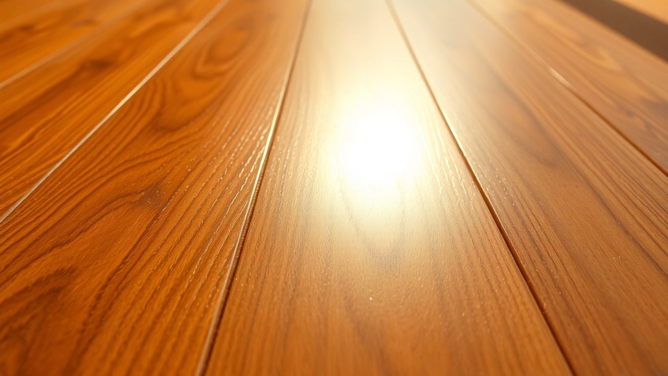 Polished hardwood flooring with visible wood grain and warm sheen.