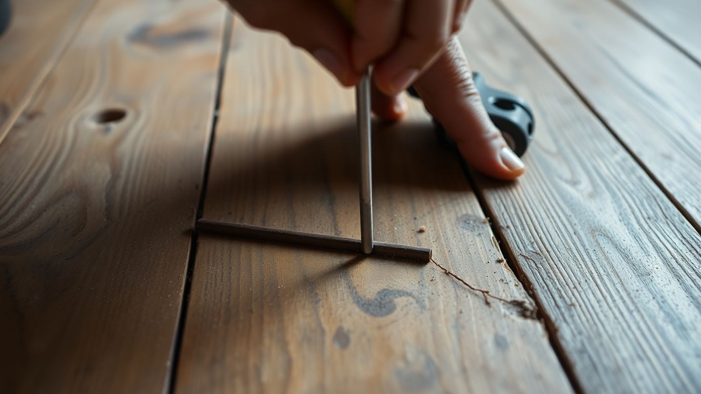 Fixing creaky old wooden floorboards.