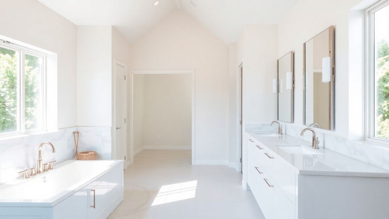 Bathroom Additions Modern bathroom addition with soaking tub and elegant tiling.