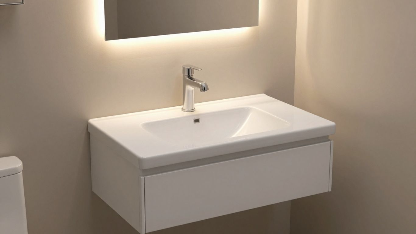 Modern bathroom vanity light fixture above sink.